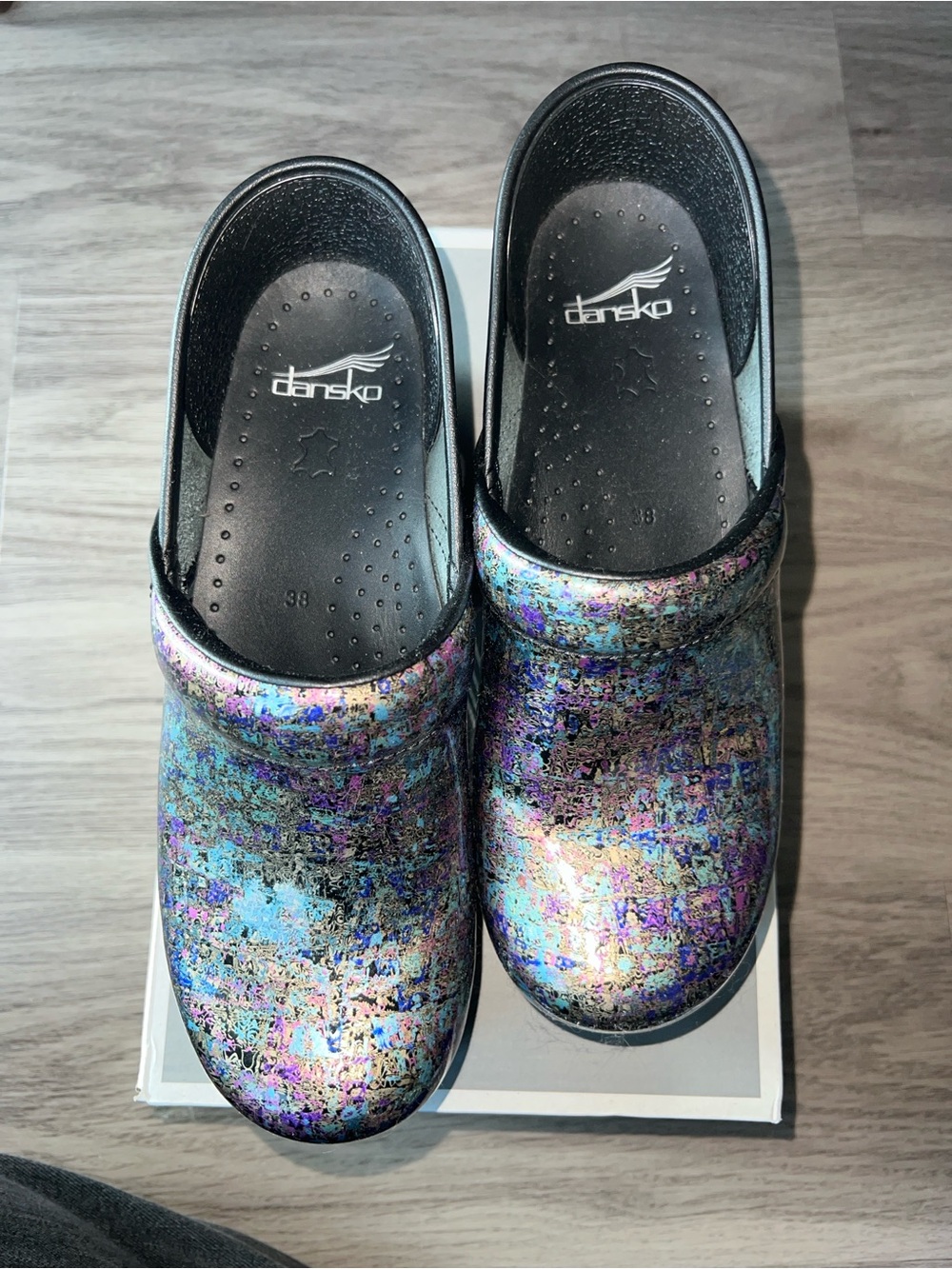 Dansko Iridescent Multi-Color Holographic Clogs